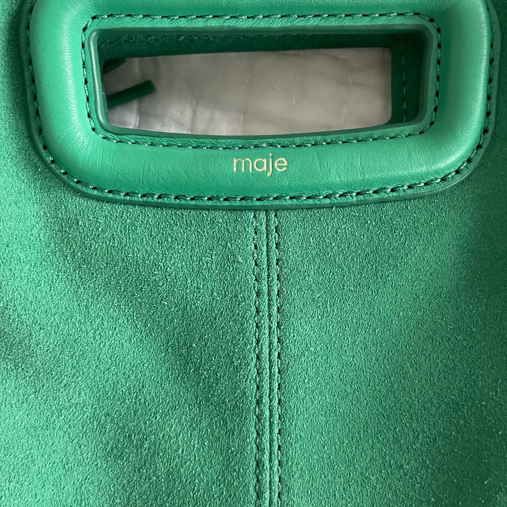 Maje Teal Green Suede Fringe Crossbody Bag - Picture 5 of 7